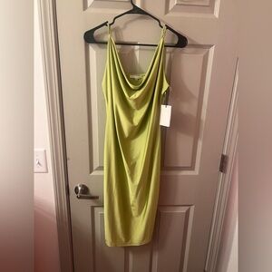 Iris One Shoulder Lime Dress